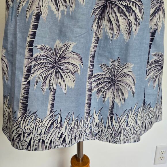 J. Crew Linen Skirt A Line Blue Palm Tree Summer Beach G4616 Women 6 - Picture 6 of 11
